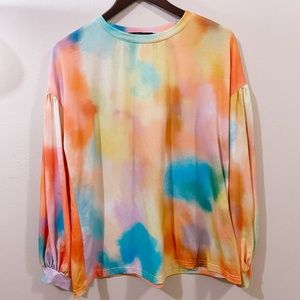 Merokeety Tie Dye Short Sleeve T-shirt Size M w defect Beach Colors